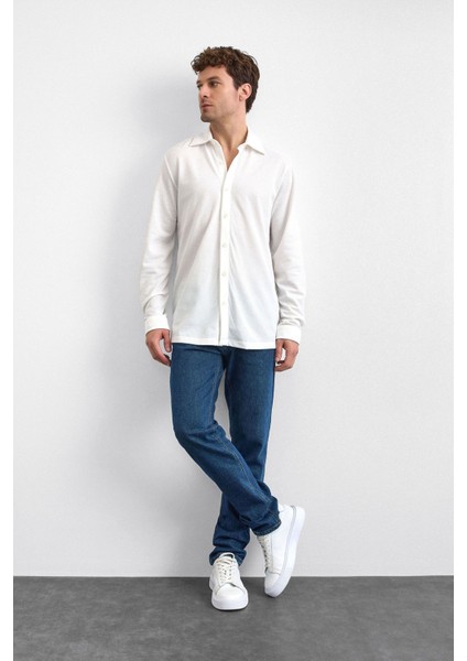 Pamuk Karışımlı Regular Fit Uzun Kollu Örme Gömlek Erkek Gömlek B35W22011 101 fiyatları