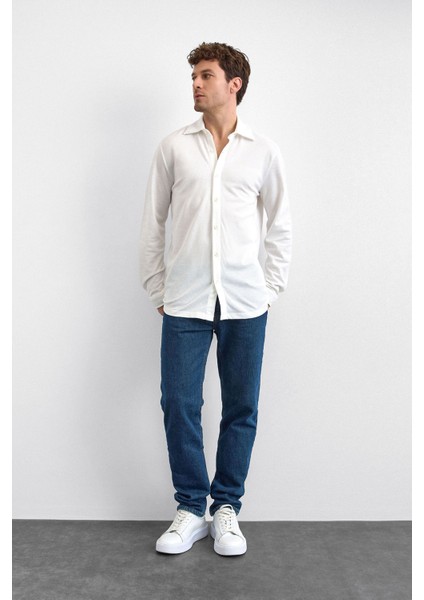 Pamuk Karışımlı Regular Fit Uzun Kollu Örme Gömlek Erkek Gömlek B35W22011 101 modelleri