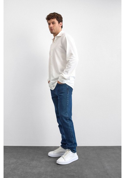 Pamuk Karışımlı Regular Fit Uzun Kollu Örme Gömlek Erkek Gömlek B35W22011 101