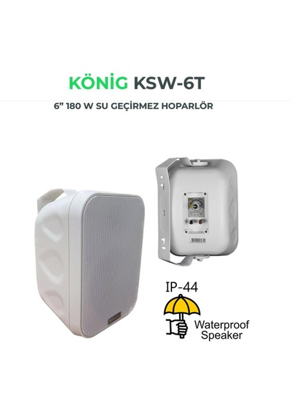 Ksw-6 6" 180W IP44 Ikili Sütun Hop. Beyaz fiyatları