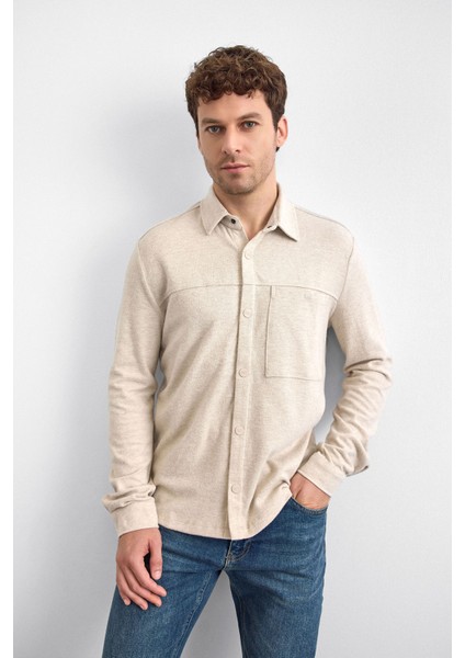 Pamuklu Regular Fit Klasik Yaka Uzun Kollu Gömlek Erkek Gömlek B35W22005 117