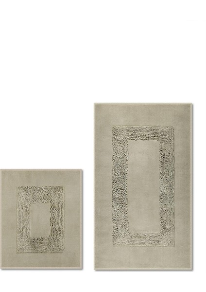 Melo Doğal Pamuklu 2'li Banyo Paspas & Halı Seti 60X100 50X60 Taş