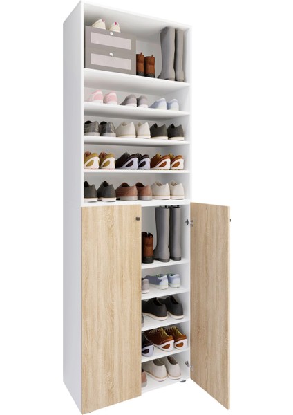Visby Ayakkabılık - Çok Amaçlı Dolap - Kiler Dolabı - Atlantikçam-Beyaz- 80 cm fiyatları
