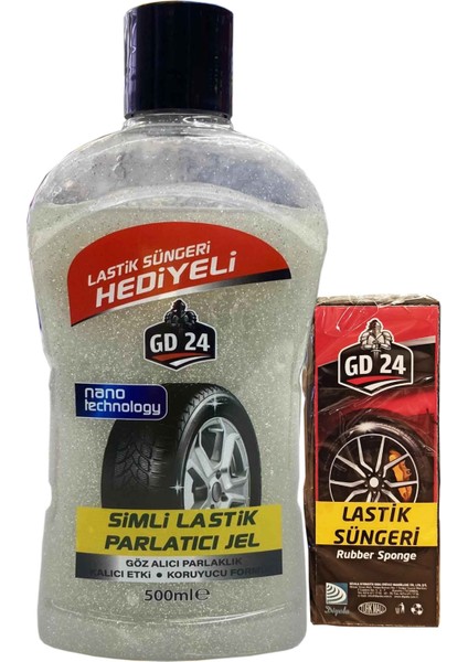 Simli Lastik Parlatıcı Gri Jel (500 Ml) – Sünger Hediyeli