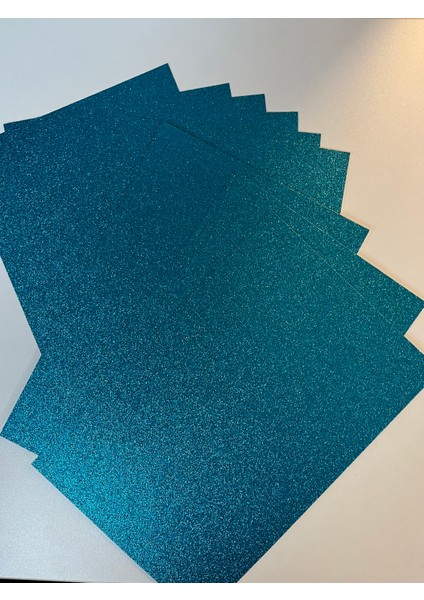 Dökülmeyen Simli Kağıt 10'lu Turkuaz Mavi Renk 20X30CM fiyatları