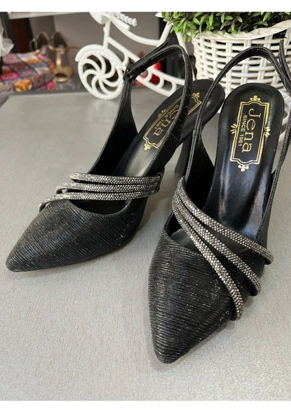 Çizgi Kabartmalı, Yandan 3 Sim Ipli Doku Rahat Kadeh Topuk Salon ve Abiye Ayakkabısı 2025 Model