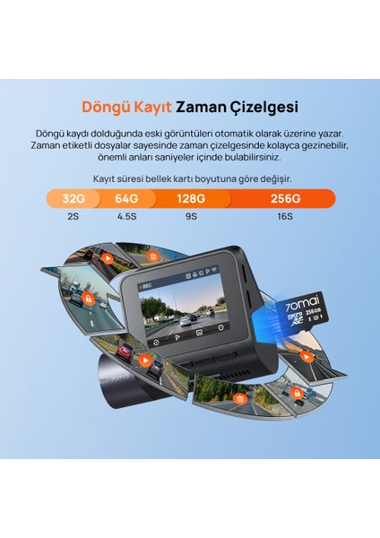70MAİ Araç Kamerası A410 Ön Kamera+ RC21 Arka Kamera Set 2.5k + 1080P Çift Kamera indirimleri