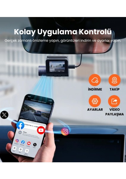 70MAİ Araç Kamerası A410 Ön Kamera+ RC21 Arka Kamera Set 2.5k + 1080P Çift Kamera