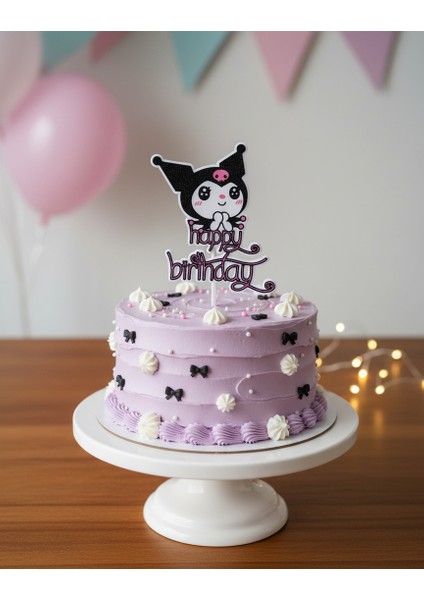 Sevimli Kuromi "happy Birthday" Pasta Süsü - Kişiye Özel Parti Detayı fiyatları
