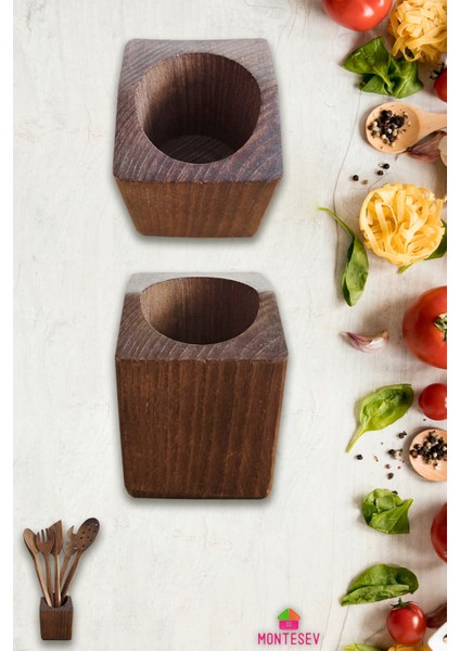 Doğal Diş Budak Ağaç Kaşıklık Tezgah Üstü Servis Dik Kaşıklık Düzenleyici