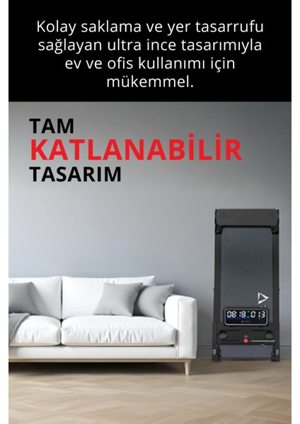 T-229 Katlanabilir Koşu ve Yürüyüş Bandı / LCD LED Ekran / Bluetooth ve Hoparlör / 2HP Güç / 10 Km Hız / Nabız Ölçme / Manuel Eğim / Kontrol Düğmesi