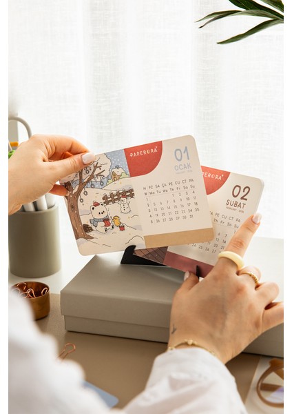 2026 Yılı Karton Ayaklı Masa Takvimi Kawaii - 12X20 cm fırsatları