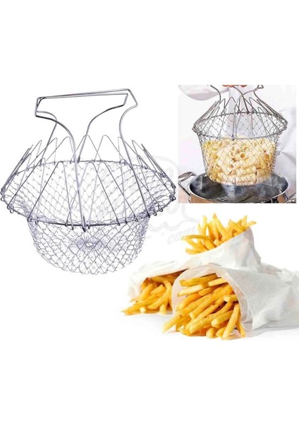 Çok Fonksiyonlu Pratik Süzgeç Katlanır - Kızartma Haşlama Aparatı -Chef Basket modelleri