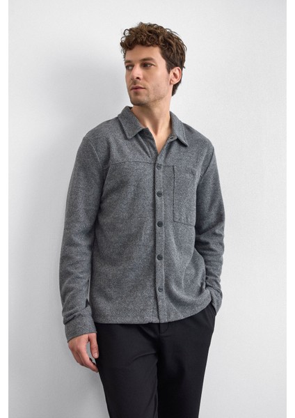 Pamuk Karışımlı Regular Fit Klasik Yaka Uzun Kollu Gömlek Erkek Gömlek B35W22003 105