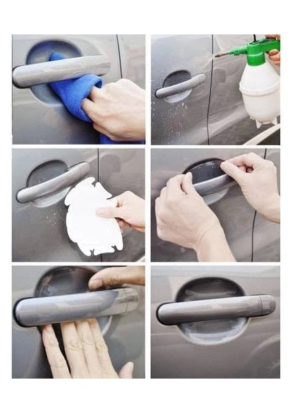 8 Adet Araba Kapı Kolu Koruyucu Çizilme Önleyici Şeffaf Sticker Film Koruma Seti modelleri