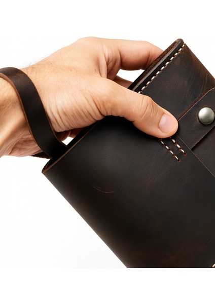 Kum Rengi Deri El Çantası – Günlük Kullanım ve Seyahat Organizeri