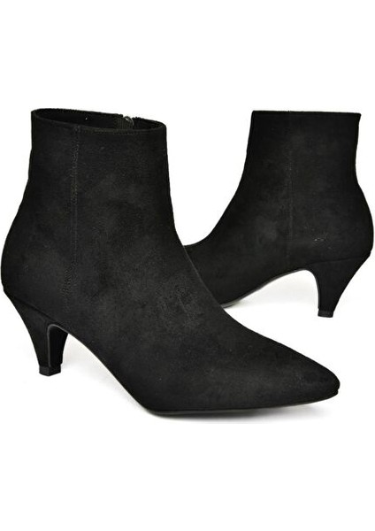Pine Cone K100 Kadın Sivri Burun Kısa Sivri Topuklu Casual Bot Nubuk Siyah indirimleri