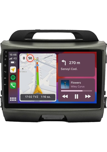 Kia Sportage Android Multimedya Ekran (2011-2015) | 2gb/4gb/8gb Ram – Carplay – Android Auto – Navigasyon – Google Play – Geri Görüş Kamerası – Soket Sokete Uyumlu modelleri