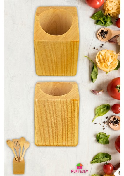 Doğal Diş Budak Ağaç Kaşıklık Tezgah Üstü Servis Dik Kaşıklık Düzenleyici