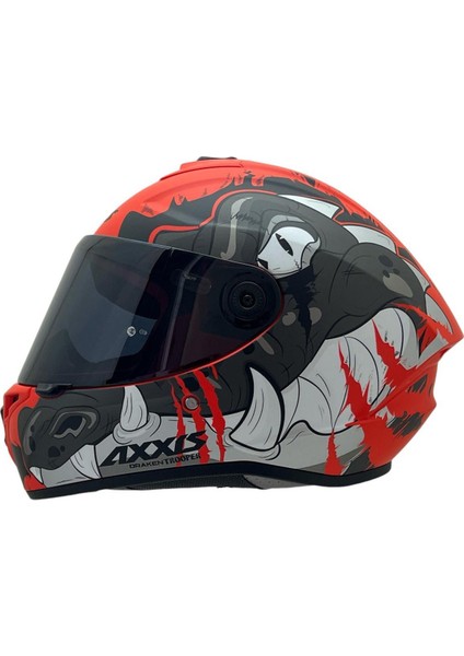 Axxıs Draken S Trooper E5 Mat Kırmızı Desenli Motosiklet Kaskı Çift Vizörlü fiyatları