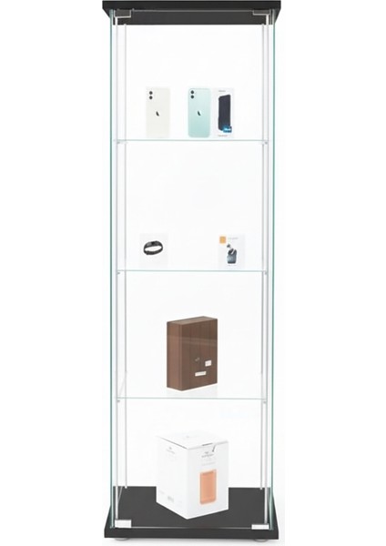 3 RAFLI SADE CAM VİTRİN SİYAH (gümüşlük,kitaplık, sunu,sergi vitrini) fiyatları