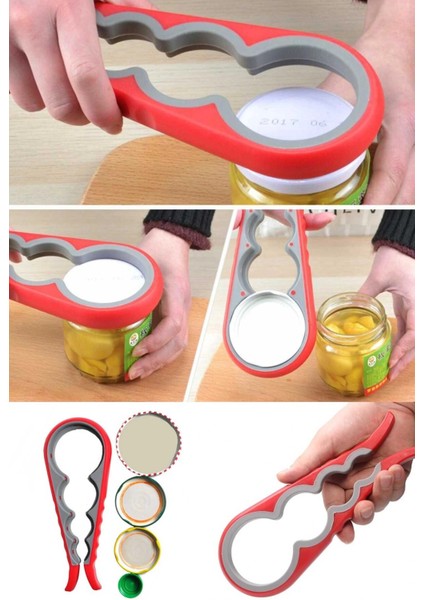 4 Fonksiyonlu Plastik -Silikon Şişe Kavanoz Kapağı Açma Aparatı indirimleri