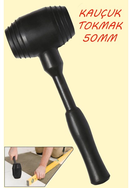 Kaucuk Tokmak Fayans Fayansçı Tokmağı Çekiç Seramik Karo Döşeme Parke Tadilat 50 Lik Siyah