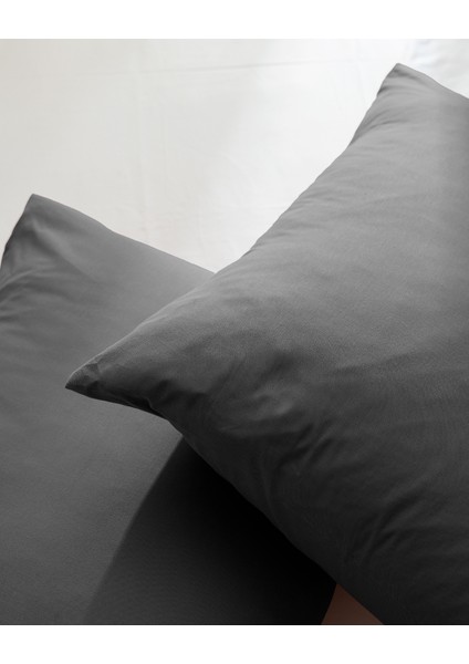 Manon %100 Pamuk Ranforce Düz 2'li Yastık Kılıfı Seti - Antrasit