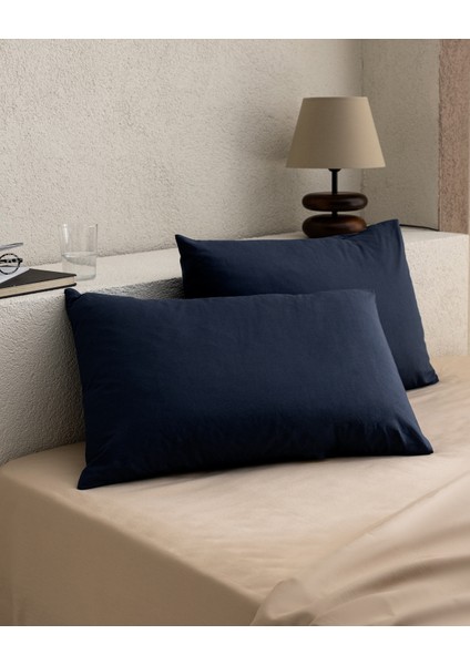 Manon %100 Pamuk Ranforce Düz 2'li Yastık Kılıfı Seti - Lacivert indirimleri