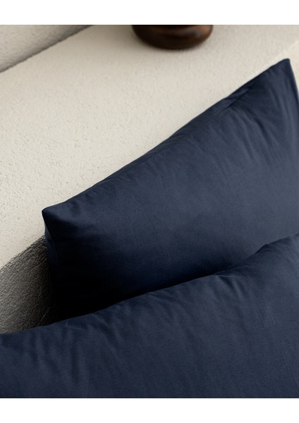 Manon %100 Pamuk Ranforce Düz 2'li Yastık Kılıfı Seti - Lacivert
