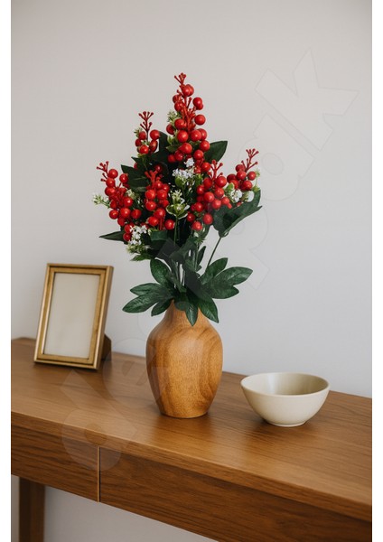 10 Dallı Kokina Çiçeği - Ekstra Gerçekçi - Tek Sap 10 Dal Yoğun Yaprak Çiçek ve Beyaz Çiçek 48 cm indirimleri