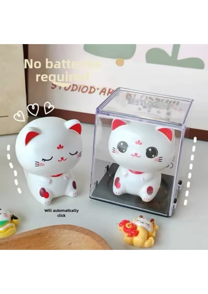 Tomvorks Sevimli Kedi Güneş Işığı Indüksiyon Plastik Heykel Restoranlar Araba Kontrol Paneli Için Şanslı Başını Sallayan Kedi (Küçük Model))