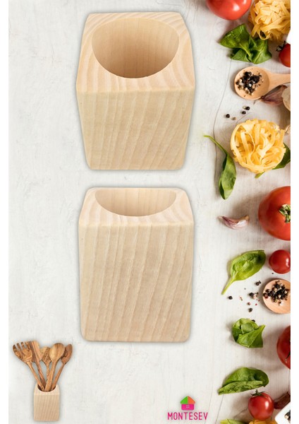 Doğal Diş Budak Ağaç Kaşıklık Tezgah Üstü Servis Dik Kaşıklık Düzenleyici