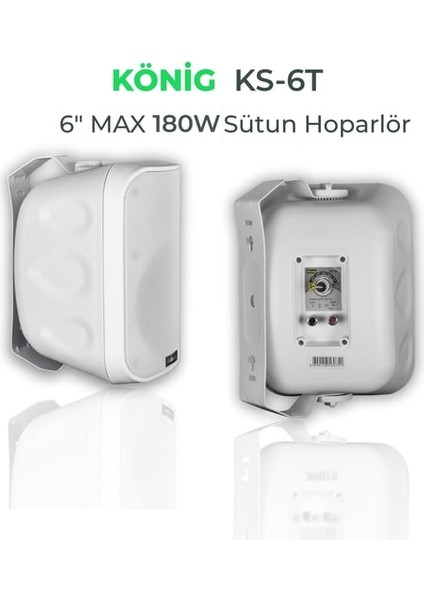 Ks-6t 6" Duvar Hoparlörü Beyaz 80 Watt /8ohm