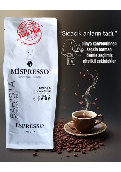 Espresso Kaliteli Kahve Çekirdeği 1 kg Özel Kıvam Özel Tat (Barista Medium Roast)