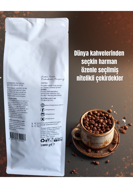 Espresso Kaliteli Kahve Çekirdeği 1 kg Özel Kıvam Özel Tat (Barista Medium Roast) modelleri