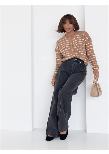 Saç Desenli Çizgili Triko Hırka fiyatları