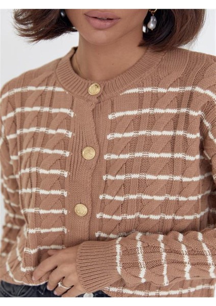Saç Desenli Çizgili Triko Hırka modelleri