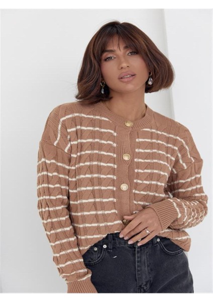 Saç Desenli Çizgili Triko Hırka indirimleri
