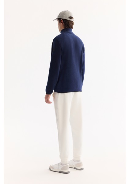 Erkek Lacivert Dik Yaka Fermuarlı Soft Touch Polar Regular Fit Sweatshirt E001068