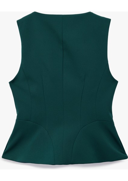 Slim Fit Peplum Kesim V Yaka Düğmeli Blazer Yelek fiyatları