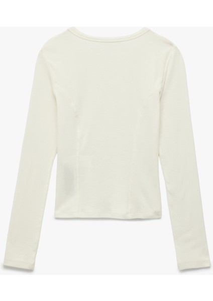 x Sibil Çetinkaya - Slim Fit Yarı Transparan Uzun Kollu Bisiklet Yaka Bluz fiyatları