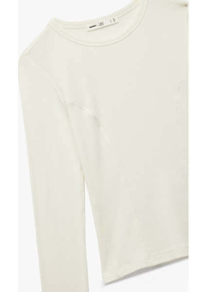 x Sibil Çetinkaya - Slim Fit Yarı Transparan Uzun Kollu Bisiklet Yaka Bluz modelleri