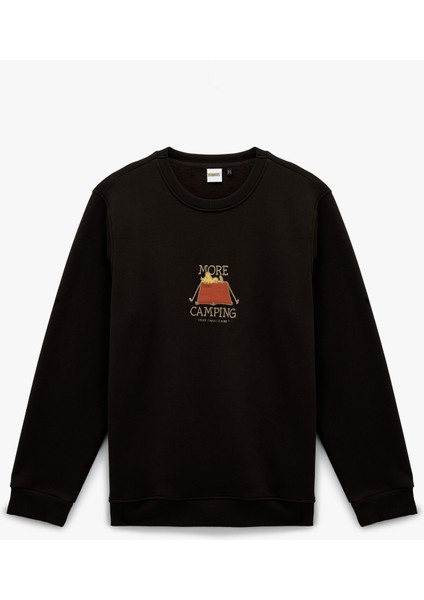 Uzun Kollu Arkası Baskılı Bisiklet Yaka Lisanslı Snoopy Sweatshirt