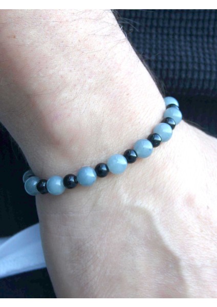 Erkek Doğal Taş Bileklik Jade Oniks Taşı Oaheb4