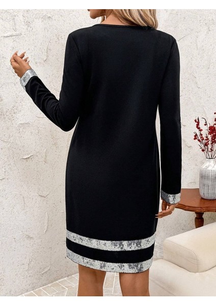 Kadın Uzun Kollu Bisiklet Yaka Mini Ithal Krep Elbise fırsatları