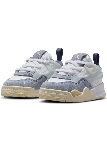 Jordan 4 Rm Td Leather Sneakers Hakiki Deri Lastik Bağcıklı Çocuk Spor Ayakkabı Beyaz Mavi modelleri