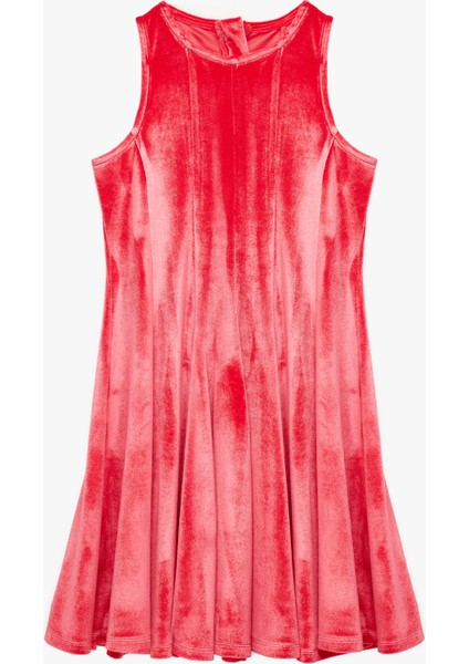 Bisiklet Yaka Kolsuz Pileli Kadife Elbise fırsatları