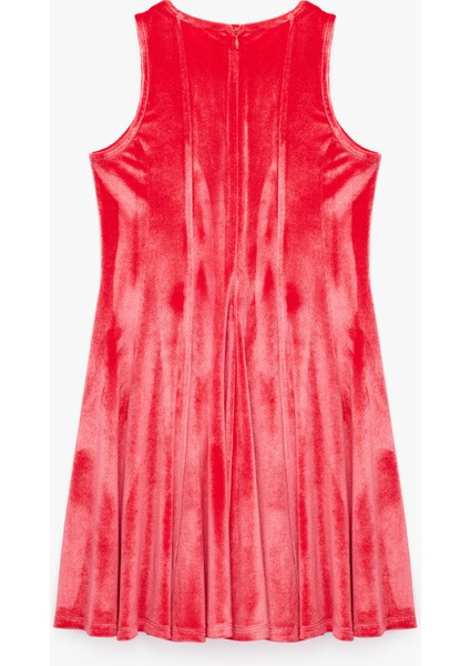 Bisiklet Yaka Kolsuz Pileli Kadife Elbise indirimleri