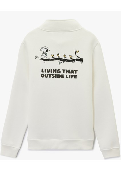 Uzun Kollu Yarım Fermuarlı Lisanslı Snoopy Baskılı Sweatshirt fiyatları